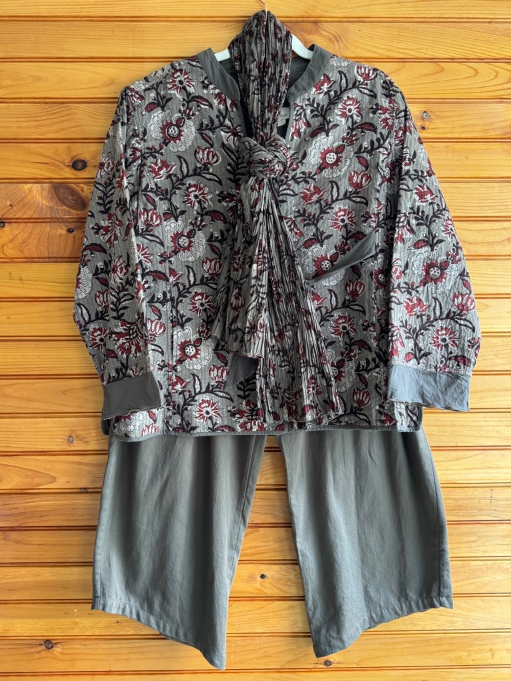 Mehera Shaw XL Lagenlook Boho 3 Piece Set Indian Block Print Artisan SlowFashion - Picture 2 of 16